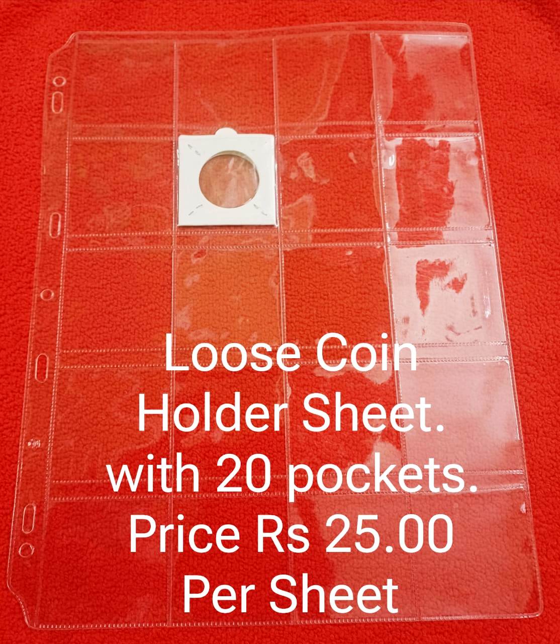 loose coin holder sheet with 20 pockets