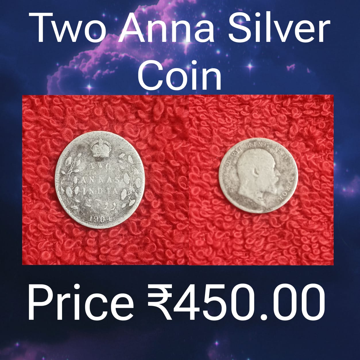 two anna silver coin